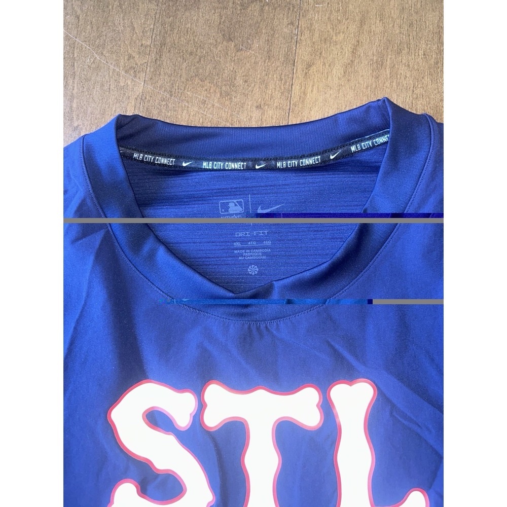 Men's Nike City Connect Navy St Louis Cardinals STL Long Sleeve Dri Fit MLB 4XL - Picture 6 of 13
